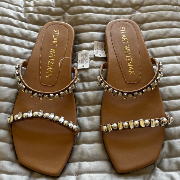 Stuart Weitzman Aleena Shine Flat Sandal NWT - Picture 3 of 6
